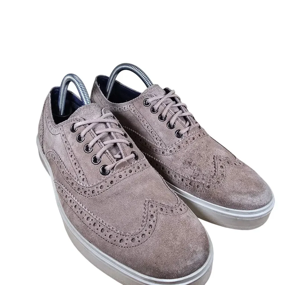 Cole Haan Mens Tan Suede Wing Tip Oxfords Size 8 Med Casual Dress Sneaker